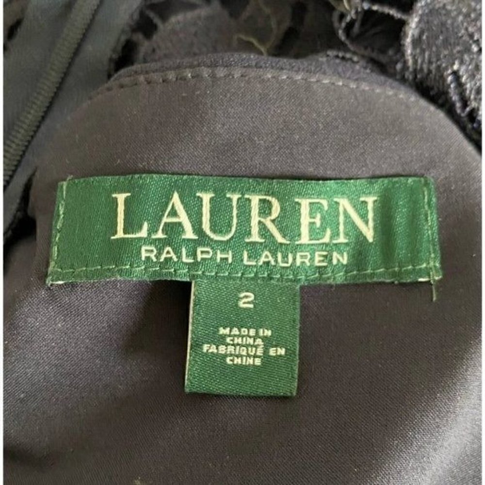 Lauren Ralph Lauren Lace Yoke Navy dress,  Size 2 - Picture 9 of 11
